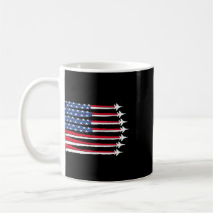 Patriotic Red White Blue Usa Flag Fighter Jets 4th Coffee Mug