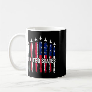 Patriotic Red White Blue Usa Flag Fighter Jets 4th Coffee Mug