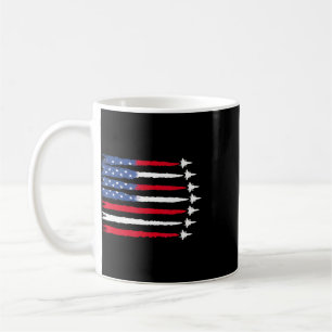 Patriotic Red White Blue Usa Flag Fighter Jets 4th Coffee Mug