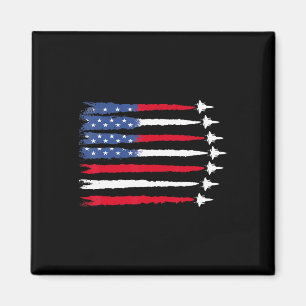 Patriotic Red White Blue Usa Flag Fighter Jets 4th Magnet