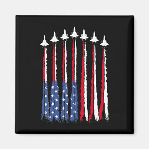 Patriotic Red White Blue Usa Flag Fighter Jets 4th Magnet