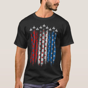 Patriotic Red White Blue Usa Flag Fighter Jets 4th T-Shirt