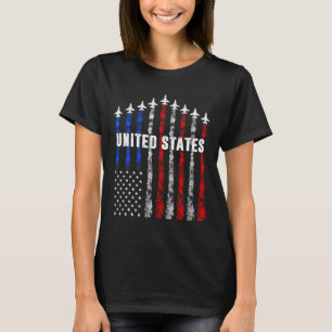Patriotic Red White Blue Usa Flag Fighter Jets 4th T-Shirt