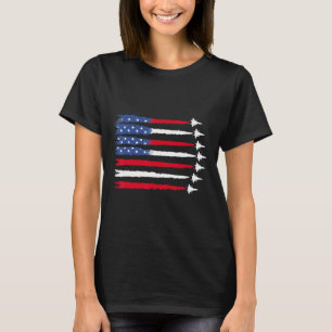 Patriotic Red White Blue Usa Flag Fighter Jets 4th T-Shirt
