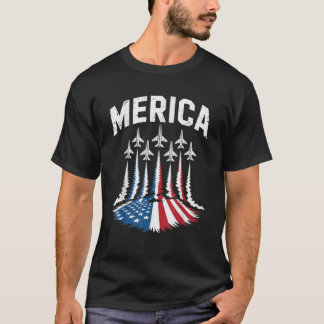 Patriotic Red White Blue USA Flag Fighter Jets 4th T-Shirt