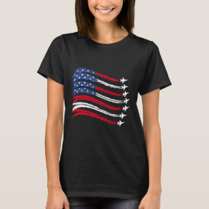 Patriotic Red White Blue Usa Flag Fighter Jets 4th T-Shirt