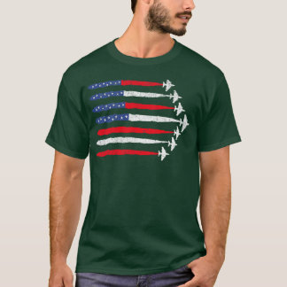 Patriotic Red White Blue USA Flag Fighter Jets 4th T-Shirt