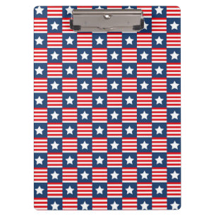 Patriotic Red, White & Blue USA Flag Pattern Clipboard