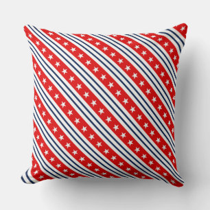 Patriotic Red, White & Blue USA Stars & Stripes Cushion
