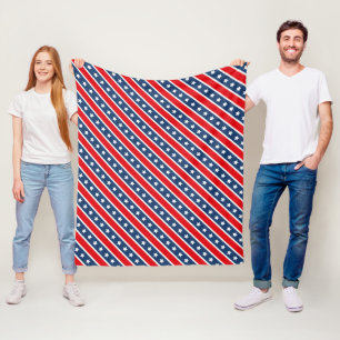 Patriotic Red, White & Blue USA Stars & Stripes Fleece Blanket