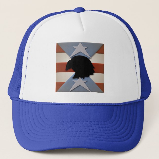 Patriotic Red White Blue with Eagle Trucker Hat (Front)
