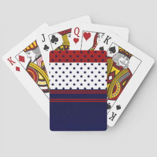 Patriotic Red White & Blue with stars design Playing Cards
