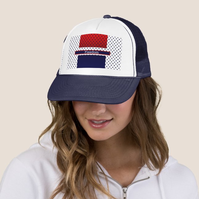 Patriotic Red White & Blue with Stars   Trucker Ha Hat (In Situ)