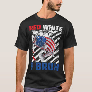 Patriotic Red White & Bruh America Fish 4th Of Jul T-Shirt
