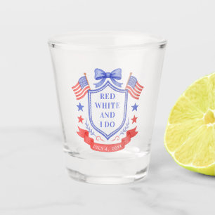 Patriotic Red White & I Do Bridal Shower Shot Glass