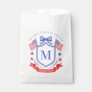 Patriotic Red White & I Do Monogram Bridal Shower Favour Bag