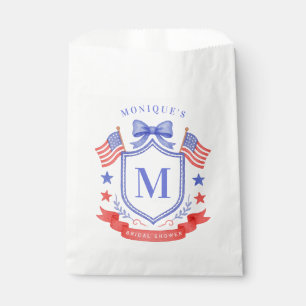 Patriotic Red White & I Do Monogram Bridal Shower Favour Bag