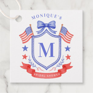 Patriotic Red White & I Do Monogram Bridal Shower Favour Tags