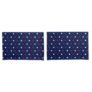 Patriotic red white navy blue star pattern modern  pillowcase