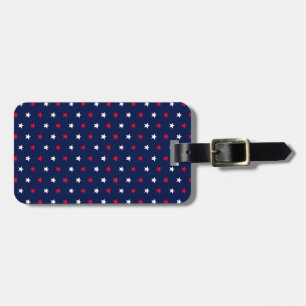 Patriotic red white navy blue stars pattern modern luggage tag