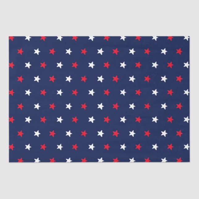 Patriotic red white navy blue stars pattern tissue paper (Front)