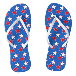 Patriotic Red & White Stars Flip Flops