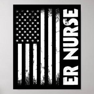 Patriotic Registered ER Nurse USA Flag Nursing RN Poster