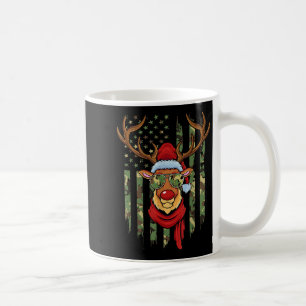 Patriotic Reindeer Camo American Flag Veteran Chri Coffee Mug