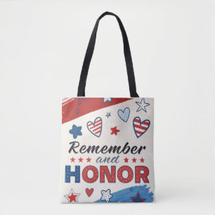Patriotic "Remember and Honour" Memorial Day Tote Bag