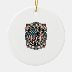 Patriotic Rescue Dog Ceramic Ornament