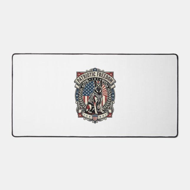 Patriotic Rescue Dog Desk Mat (Front)