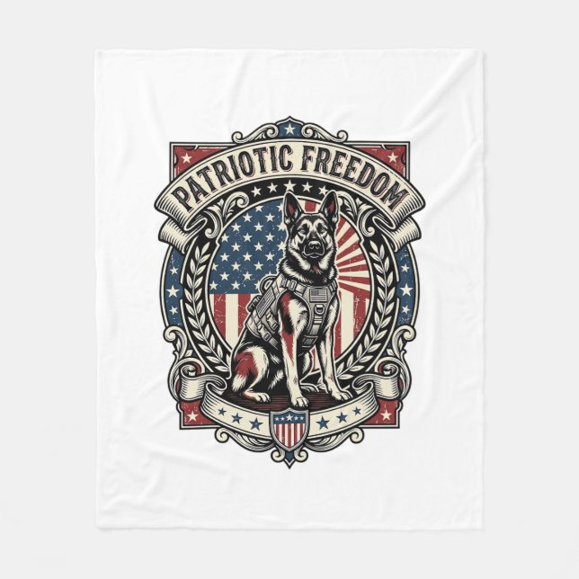 Patriotic Rescue Dog Fleece Blanket (Front)