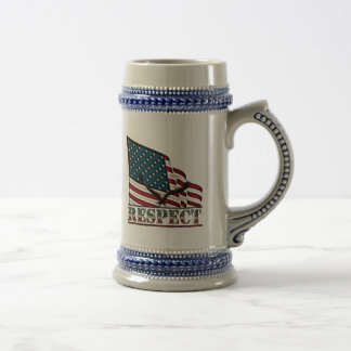 Patriotic Respect, Eagle on large USA Flag Beer Stein
