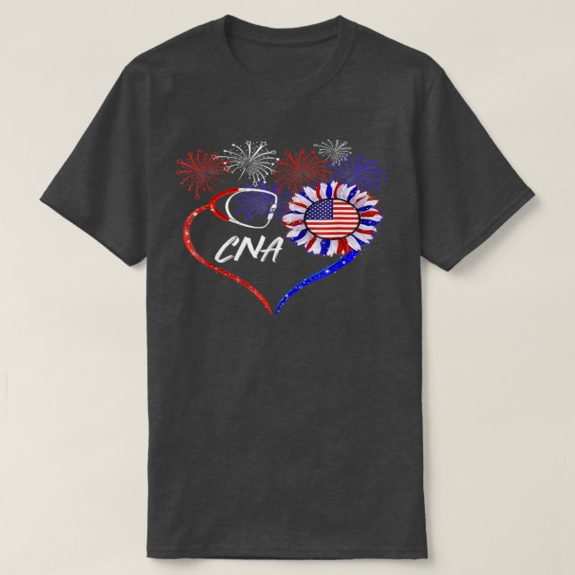 Patriotic Respiratory Therapist Sunflower 4th Of J T-Shirt (Design Front)