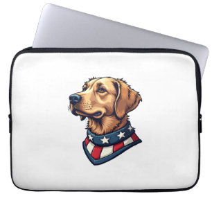 Patriotic Retriever Mascot Vintage Dog Tee 4 Laptop Sleeve
