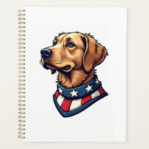 Patriotic Retriever Mascot Vintage Dog Tee 4 Planner
