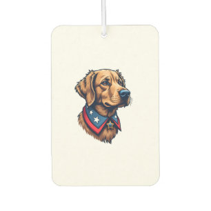 Patriotic Retriever Mascot Vintage Dog Tee Car Air Freshener
