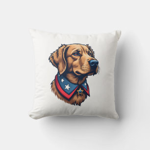 Patriotic Retriever Mascot Vintage Dog Tee Cushion