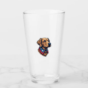 Patriotic Retriever Mascot Vintage Dog Tee Glass