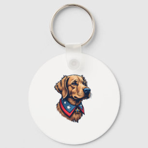 Patriotic Retriever Mascot Vintage Dog Tee Key Ring