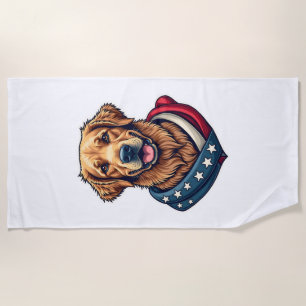 Patriotic Retriever Pride Vintage Dog Shirt 4 Beach Towel