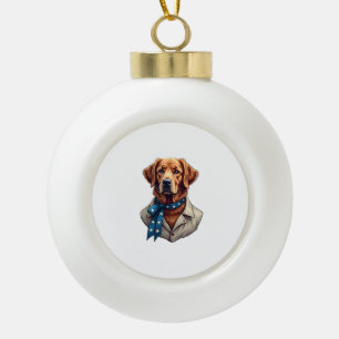 Patriotic Retriever Pride Vintage Dog Shirt Ceramic Ball Christmas Ornament