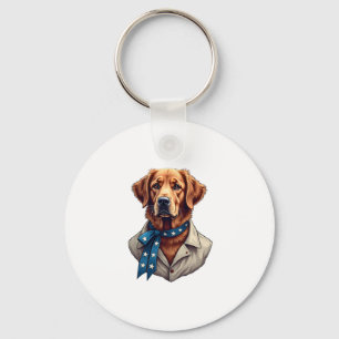 Patriotic Retriever Pride Vintage Dog Shirt Key Ring