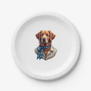 Patriotic Retriever Pride Vintage Dog Shirt Paper Plate