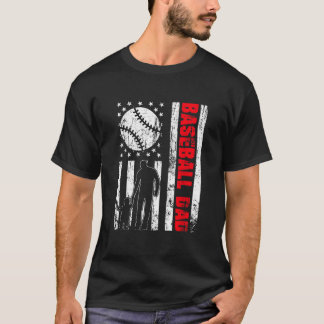 Patriotic Retro USA American Flag Baseball Dad 4th T-Shirt