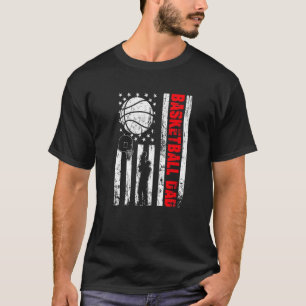 Patriotic Retro Usa American Flag Basketball Dad 4 T-Shirt