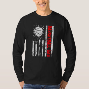 Patriotic Retro Usa American Flag Basketball Dad 4 T-Shirt