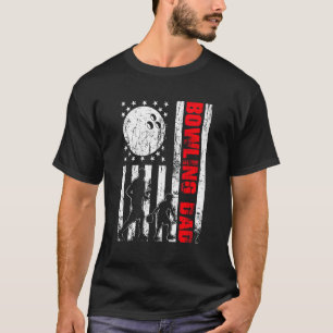 Patriotic Retro Usa American Flag Bowling Dad 4th T-Shirt