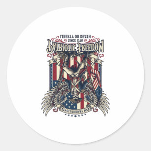 Patriotic Revolutionary War Skeleton Dark Patriot Classic Round Sticker