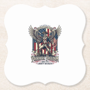 Patriotic Revolutionary War Skeleton Dark Patriot Paper Coaster